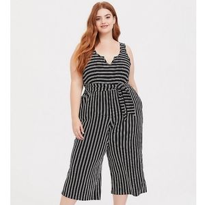 Torrid black and white striped jumpsuit size 2